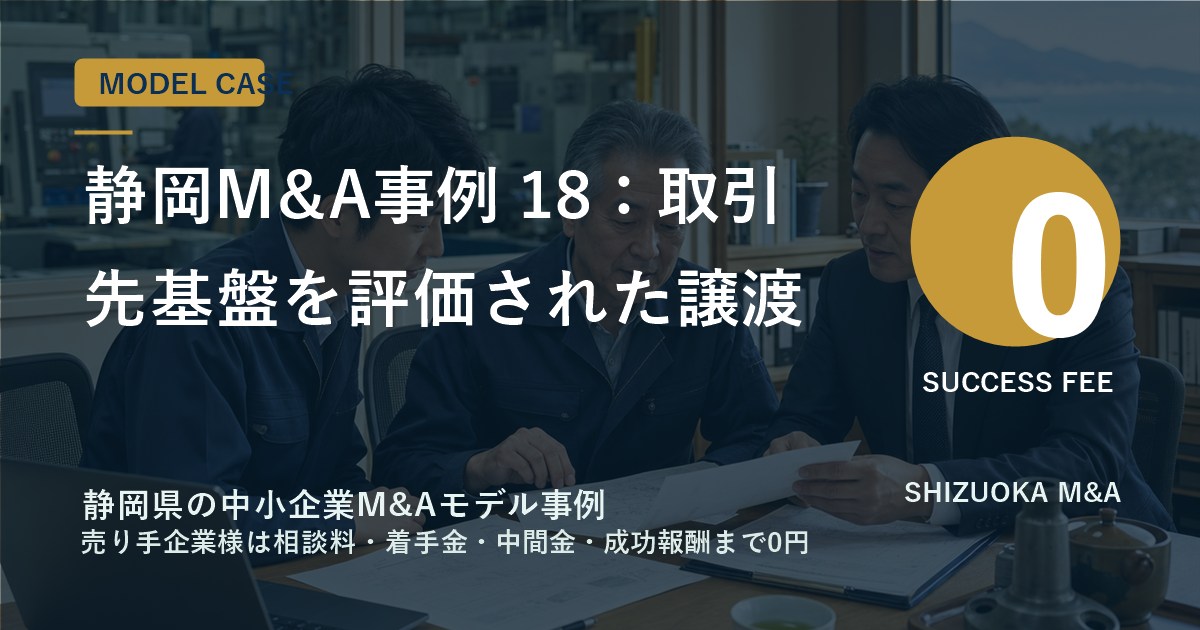 静岡M&A事例 18：取引先基盤を評価された譲渡 のアイキャッチ画像