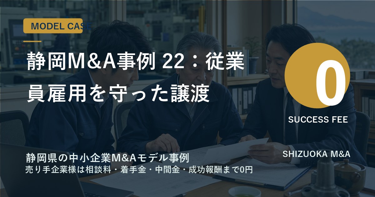 静岡M&A事例 22：従業員雇用を守った譲渡 のアイキャッチ画像